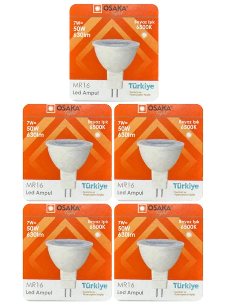 (5 Adet) Osaka 7W (50W) Beyaz Işık (6500K) G4 Duylu (İğne Bacak) Led Çanak Ampul ürün görseli 1