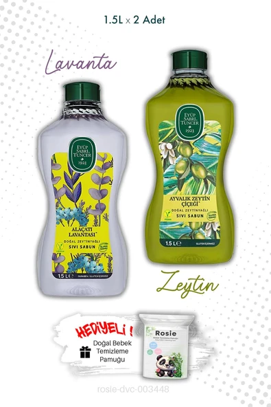 Ayvalık Zeytin Çiçeği ve Alaçatı Lavantası Sıvı Sabun 1.5L ve ROSIE ürün görseli 1