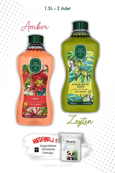 Ayvalık Zeytin Çiçeği ve Amber Sıvı Sabun 1.5L  Eyüp Sabri Tuncer ve ROSIE ürün görseli 1