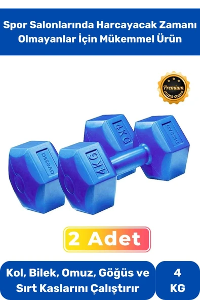Dambıl Set Spor Egzersiz Vücut Kas Geliştirme Fitness Ağırlık Mavi 4 Kg * 2 Adet ürün görseli 1