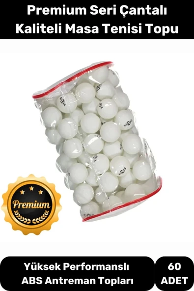 Masa Tenisi Pinpon Topu Çantalı Kaliteli Etkinlik 60 Adet Beyaz Canlı Ping Pong Sekme ürün görseli 1