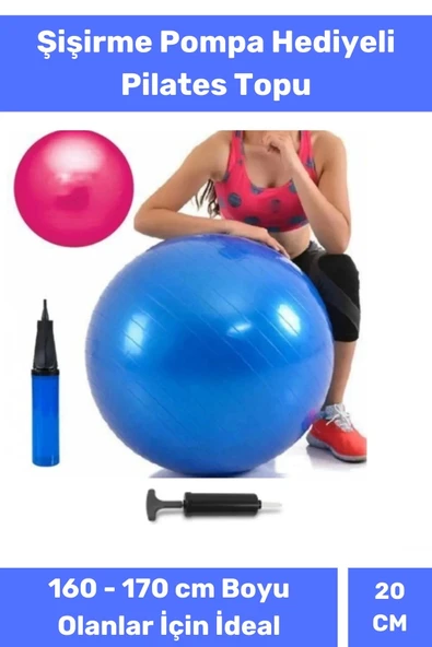 Mini Gymball 20cm Mavi Pilates Denge Egzersiz Topu Profesyonel Seri Şişirme Pompa ürün görseli 1