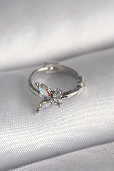 316L Çelik Gümüş Renk Zirkon Taşlı Kelebek Model Tragus Piercing - TJ-PR1327 ürün görseli 1