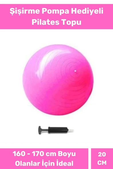 Mini Gymball 20cm Pembe Pilates Topu Denge Egzersiz Şişirme Pompa Hediyeli ürün görseli 1