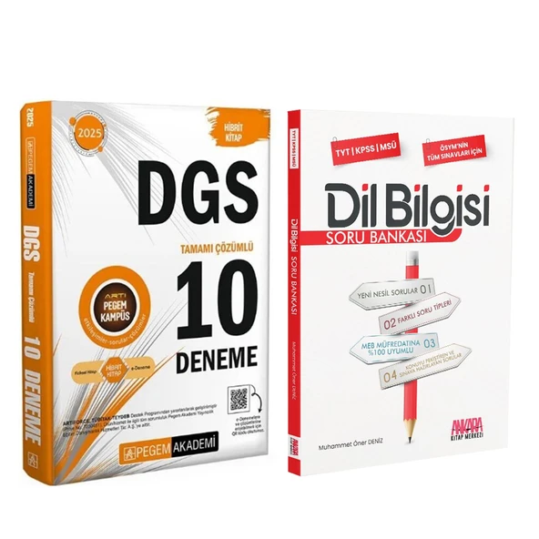 Pegem Yayınları 2025 DGS 10 Deneme ve AKM Dil Bilgisi Soru Bankası Seti 2 Kitap ürün görseli 1