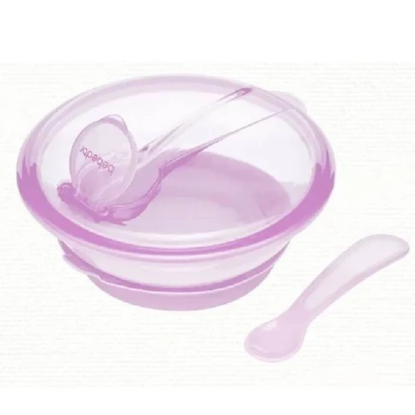 Bebedor Vakumlu Tabak ve Kaşık Pembe - Resim 2