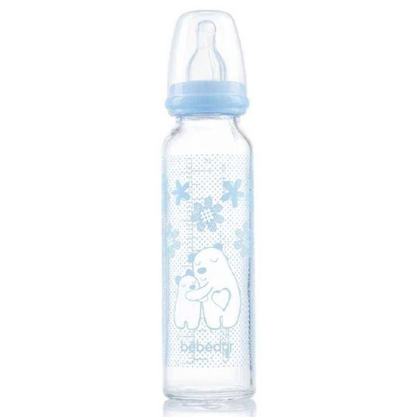 Bebedor Isıya Dayanıklı Cam Biberon 250 ml Mavi ürün görseli 1