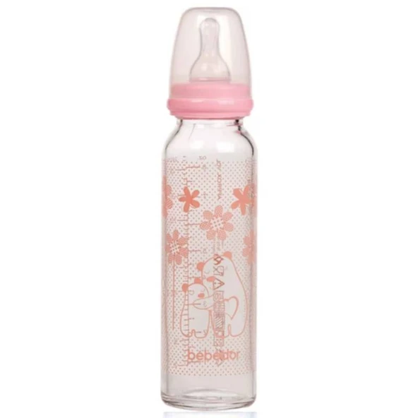 Bebedor Isıya Dayanıklı Cam Biberon 250 ml Pembe ürün görseli 1