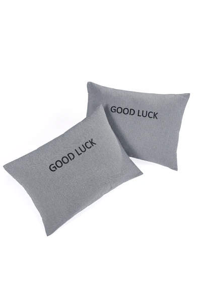 Upstyle 2li Yastık Kılıfı Good Luck Baskılı Füme ürün görseli 1