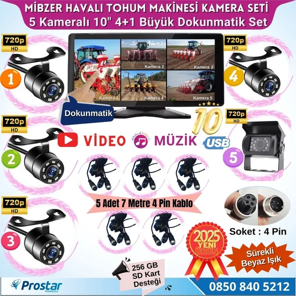 Mibzer için 4+1 Büyük Kameralı 10.36 inç Dokunmatik Monitör Beşe Bölen Kayıtlı 256 Gb Sd Kart Destekli ürün görseli 1