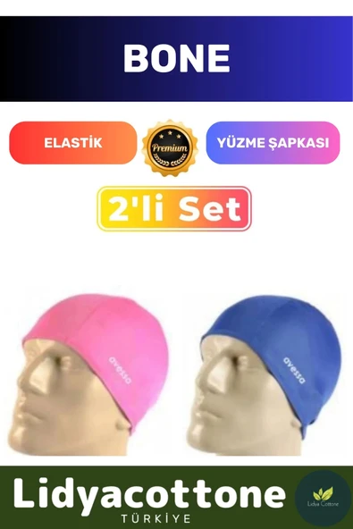 Premium Elastik Yüzme Şapkası Su Geçirmez Silikon Yüzücü Havuz Deniz Bonesi 2'li Set ürün görseli 1