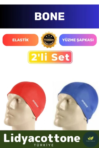 Premium Elastik Yüzme Şapkası Su Geçirmez Silikon Yüzücü Havuz Deniz Bonesi 2'li Set ürün görseli 1