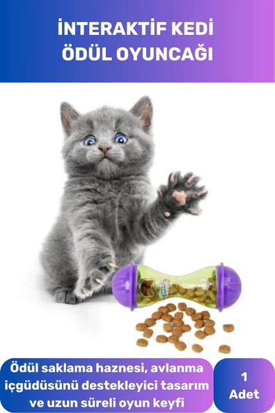 İnteraktif Kedi Ödül Mamalı Oyuncak Ödül Mamalı Oyuncak Plastik Küçük Boy Saklama Hazneli ürün görseli 1