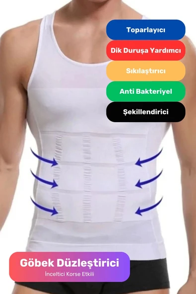 Premium Erkek Atlet Korse Bel Göğüs Dik Duruş Jinekomasti Toparlayıcı Extra Göbek Sıkılaştırıcı ürün görseli 1