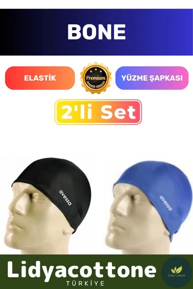 Premium Elastik Yüzme Şapkası Su Geçirmez Silikon Yüzücü Havuz Deniz Bonesi 2'li Set ürün görseli 1