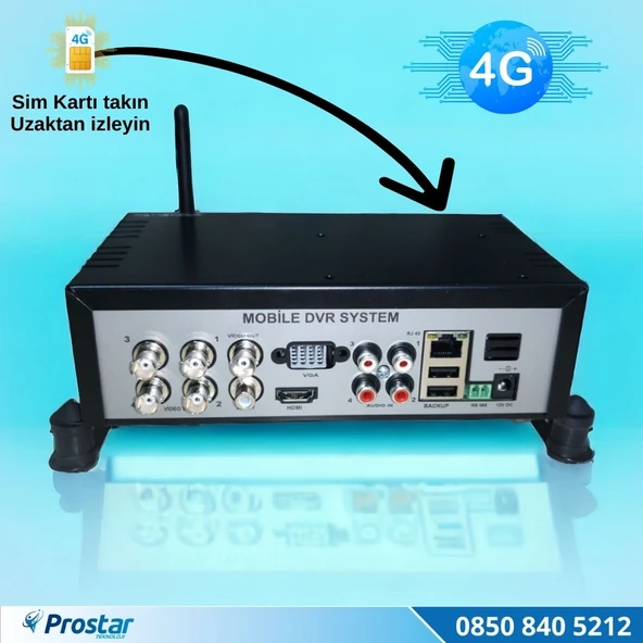 4 Kanal Uzaktan izlemeli 4G Modül Dahil Sim Kart Tak Kullan Xmeye 5 MP Araç Kayıt Cihazı ürün görseli 1