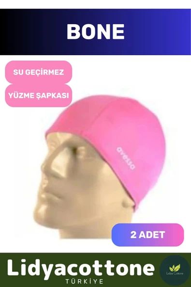 Likralı Silikon Havuz Ve Deniz Yüzücü Deniz Havuz Bonesi Su Geçirmez Yüzme Şapkası 2'li Set Pembe ürün görseli 1