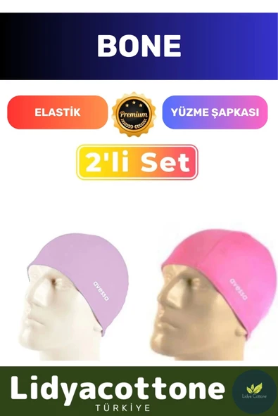 Premium Elastik Yüzme Şapkası Su Geçirmez Silikon Yüzücü Havuz Deniz Bonesi 2'li Set ürün görseli 1