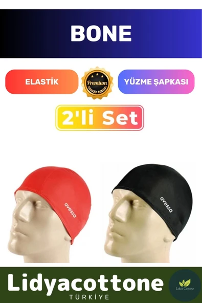 Premium Elastik Yüzme Şapkası Su Geçirmez Silikon Yüzücü Havuz Deniz Bonesi 2'li Set ürün görseli 1