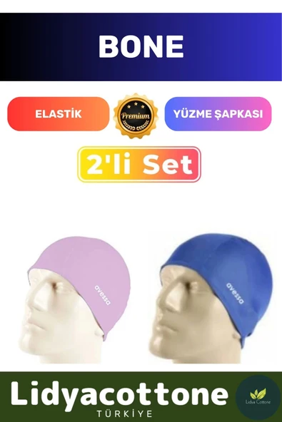Premium Elastik Yüzme Şapkası Su Geçirmez Silikon Yüzücü Havuz Deniz Bonesi 2'li Set ürün görseli 1