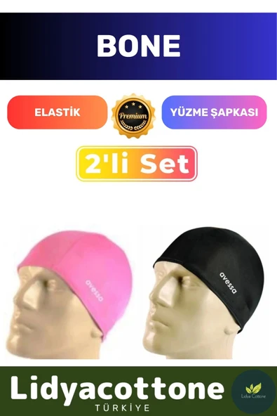 Elastik Yüzme Şapkası Su Geçirmez Silikon Yüzücü Havuz Deniz Bonesi 2'li Set ürün görseli 1
