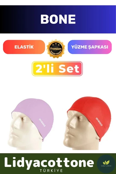Premium Elastik Yüzme Şapkası Su Geçirmez Silikon Yüzücü Havuz Deniz Bonesi 2'li Set ürün görseli 1