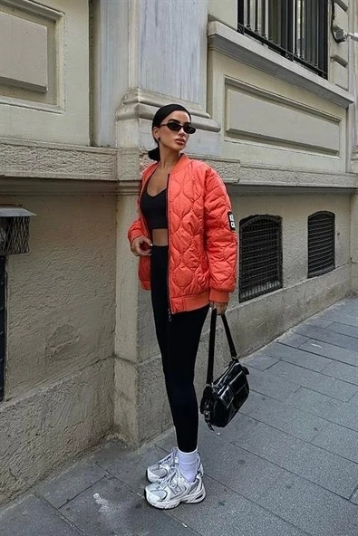 Alisa Oversize Kapitone Bomber Ceket 7058 -08 - Resim 5