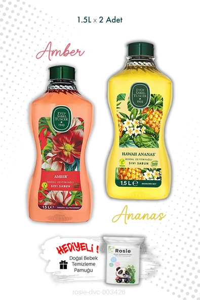 Eyüp Sabri Tuncer Amber ve Hawaii Ananas 1.5L Sıvı Sabun ve ROSIE ürün görseli 1