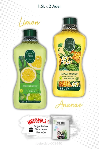 Zeytinyağlı Çeşme Limonu ve Hawaii Ananas Sıvı Sabun 1.5L ve ROSIE ürün görseli 1