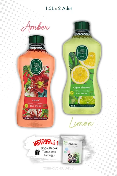 Zeytinyağlı Çeşme Limonu ve Amber Sıvı Sabun 1.5L  Eyüp Sabri Tuncer ve ROSIE ürün görseli 1