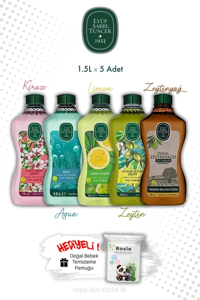 5'li Set Akdeniz Esintisi Sıvı Sabunlar Eyüp Sabri Tuncer 1.5L ve ROSIE ürün görseli 1