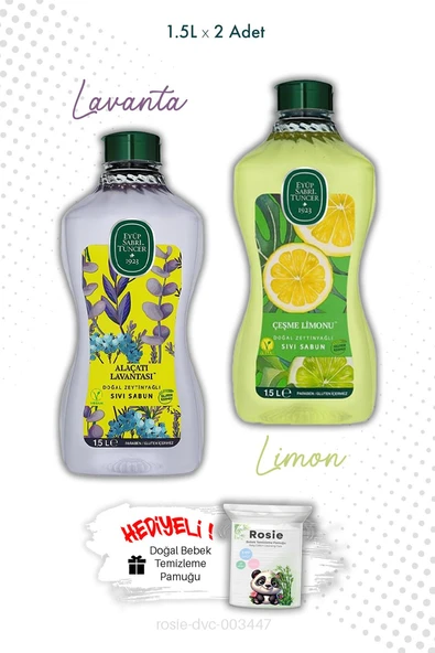 Zeytinyağlı Çeşme Limonu ve Alaçatı Lavantası  Sıvı Sabun 1.5L ve ROSIE ürün görseli 1