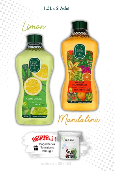 Zeytinyağlı Çeşme Limonu ve Bodrum Mandalinası Sıvı Sabun 1.5L ve ROSIE ürün görseli 1