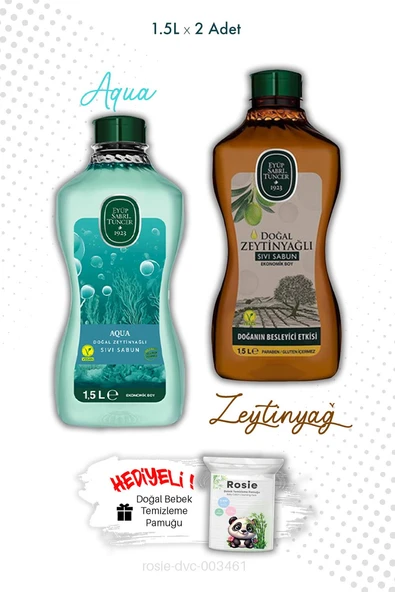 Eyüp Sabri Tuncer Aqua ve Zeytinyağlı 1.5L Sıvı Sabun ve ROSIE ürün görseli 1