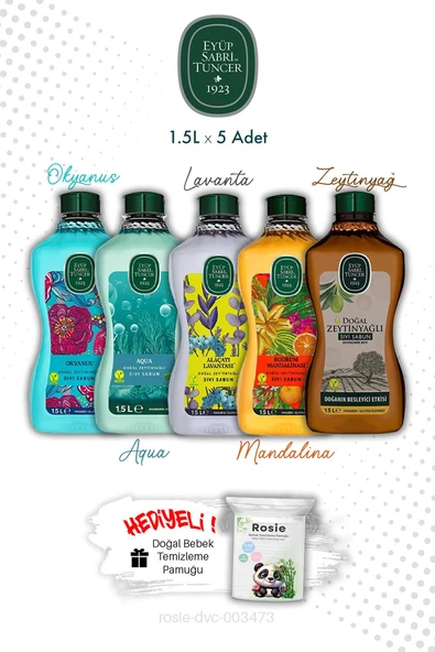 5'li Set Sıvı Sabun Eyüp Sabri Tuncer 1.5L ve ROSIE ürün görseli 1