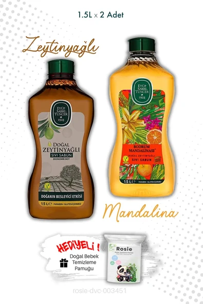 1.5L Sıvı Sabun Zeytinyağlı ve Bodrum Mandalinası ve ROSIE ürün görseli 1