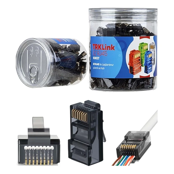 KAMERAKUTUSU TRKLink EZ RJ45 KONNEKTÖR SIYAH 100 'lü PAKET YENI NESIL ürün görseli 1