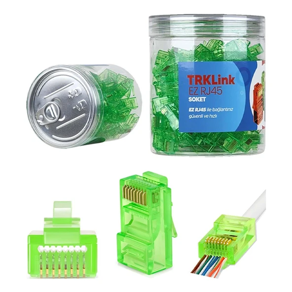 KAMERAKUTUSU TRKLink EZ RJ45 KONNEKTÖR YESIL 100 'lü PAKET YENI NESIL ürün görseli 1