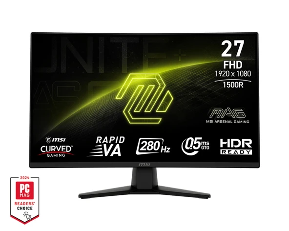 MSI 27" MAG 274CXF 1920x1080 FHD CURVE 1500R VA 280HZ 0.5MS GTG ADAPTIVE-SYNC SIYAH GAMING MONITOR ürün görseli 1