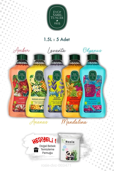 Eyüp Sabri Tuncer 5'li Set 1.5L Sıvı Sabun Kokular Diyarı ve ROSIE ürün görseli 1