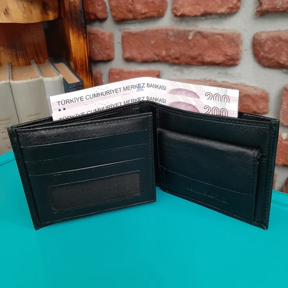Hakiki Deri Erkek Bozuk Para Gözlü Siyah Cüzdan gvn-0117 ürün görseli 1