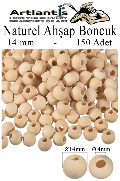 Naturel Ahşap Boncuk 14mm 150 li 1 Paket Ham Boyanabilir Ahşap Yuvarlak Doğal Boncuklar Takı Tasarım Ektinlik Kreş Okul ürün görseli 1