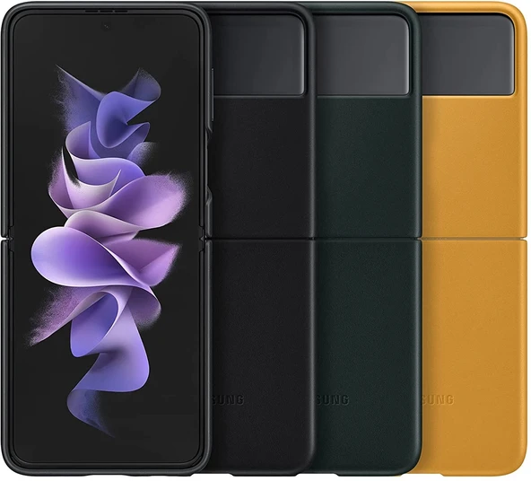 Samsung Galaxy Z Flip3 5G Deri Kılıf Hakiki Deri Lether Cover EF-VF711 ürün görseli 1