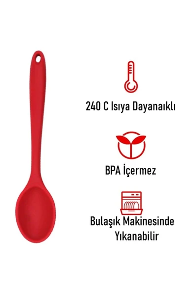Burcummm Silikon Uzun Karıştırma Kaşığı Kırmızı ürün görseli 1