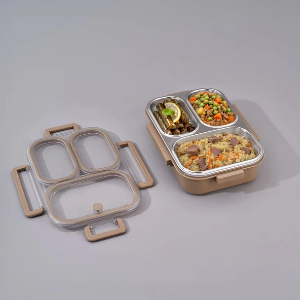 Bento Lunch Box 3 Bölmeli Haki ürün görseli 1