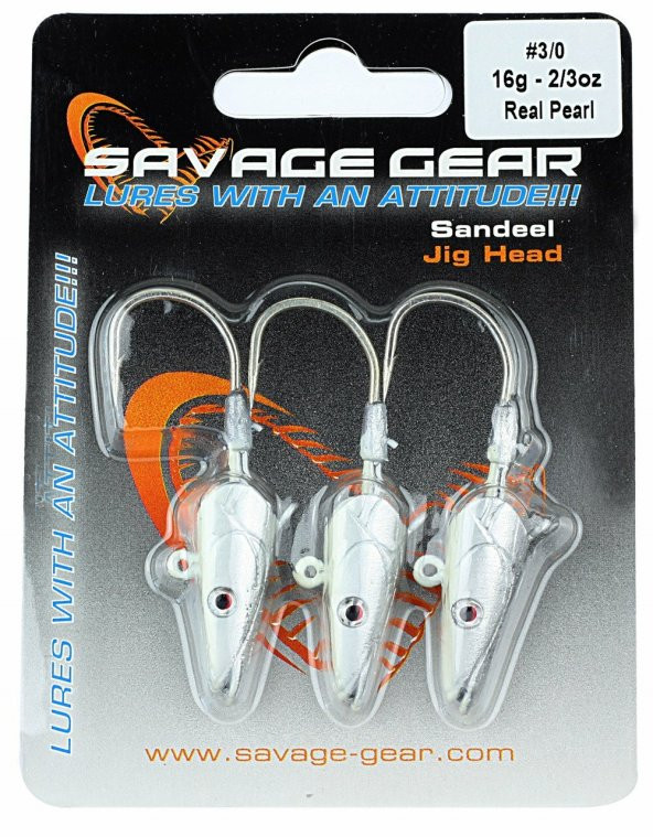 Savage Gear Sandeel Jig Head 16g 3/0 - 3pcs Real Pearl Suni Yem ürün görseli 1