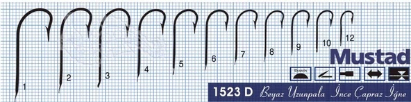 Mustad 1523D Beyaz Çapraz 100'lü İğne ürün görseli 1