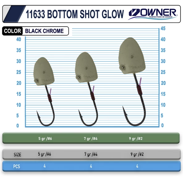 Owner Cultiva 11633 JH-80 Bottom Shot Glow Lrf Jighead ürün görseli 1
