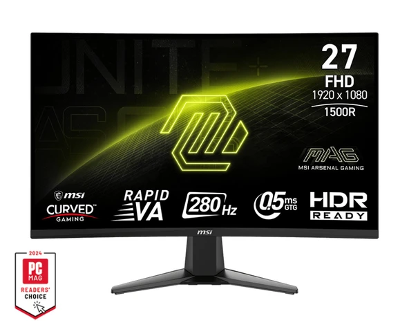 MSI 27 MAG 276CXF 1920x1080 FHD CURVE 1500R RAPID VA 280HZ 0.5MS GTG ADAPTIVE-SYNC SIYAH GAMING MONITOR ürün görseli 1