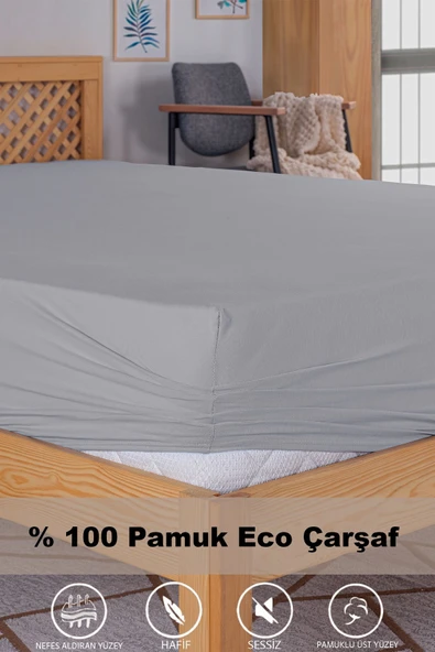 Penye Lastikli Çarşaf, 100x200 Tek Kişilik %100 Pamuk Örme Kumaş, 145 gr/m2 ürün görseli 1